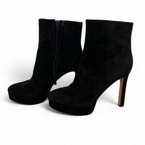 Veronica Beard Black Suede Platform Booties | Size 7.5M | Luxe Platform Heel